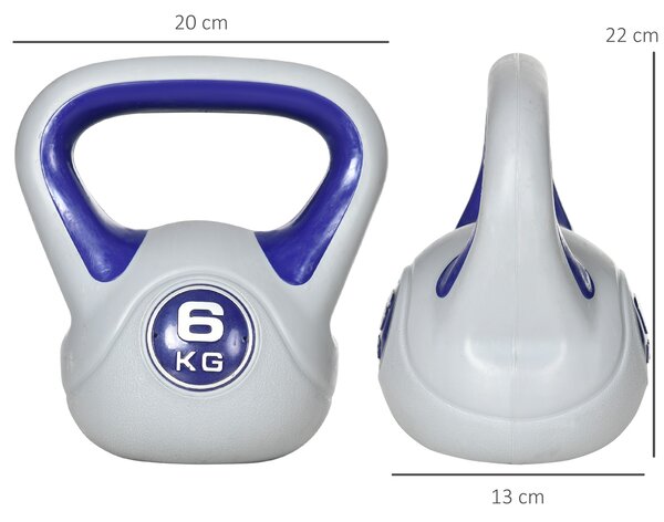 HOMCOM Kettlebell in PU con Sabbia 6Kg, Fondo Piatto, Maniglia Liscia Anti-Sfregamento, Viola | Aosom