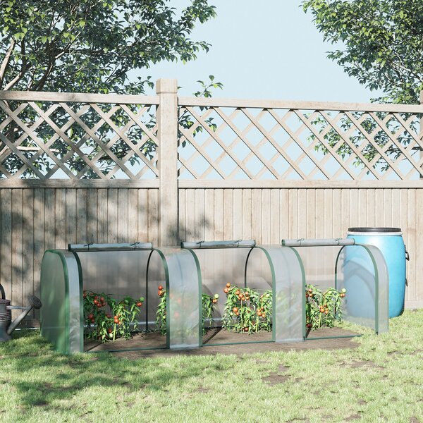 Outsunny Serra a Tunnel da Giardino con Porte a Cerniera, Serra da Orto in PVC Trasparente e Acciaio, 295x100x80 cm, Trasparente | Aosom Italy