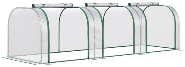 Outsunny Serra a Tunnel da Giardino con Porte a Cerniera, Serra da Orto in PVC Trasparente e Acciaio, 295x100x80 cm, Trasparente | Aosom Italy