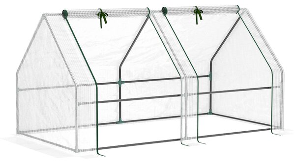Outsunny Serra a tunnel da Giardino con struttura tubolare, Copertura in PE Rinforzato e Telaio in Acciaio, 180x90x90cm, Bianco | Aosom Italy