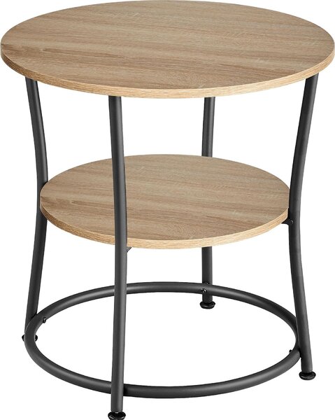 Tavolino sonoma rotondo 55x55 cm legno metallo tavolino loft