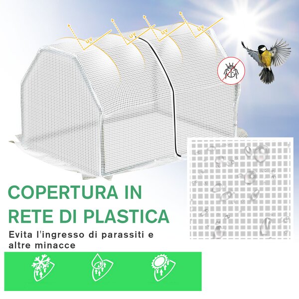 Outsunny Serra da Balcone in Plastica PE e Acciaio con Chiusura a Zip, 99x71x60 cm, Bianco Trasparente|Aosom
