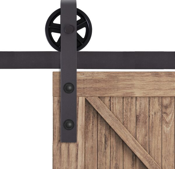 HOMCOM Kit Porta Scorrevole 100kg max in Acciaio con Binario, Ganci, Fermi, Viti e Bulloni, 183x4x0.6 cm