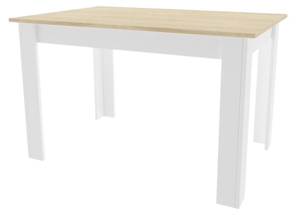 Tavolo da pranzo bianco con piano in rovere sonoma MADO 120x80