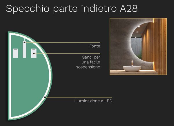 Specchio atipico con illuminazione a LED A28