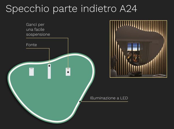 Specchio organico LED con illuminazione A24