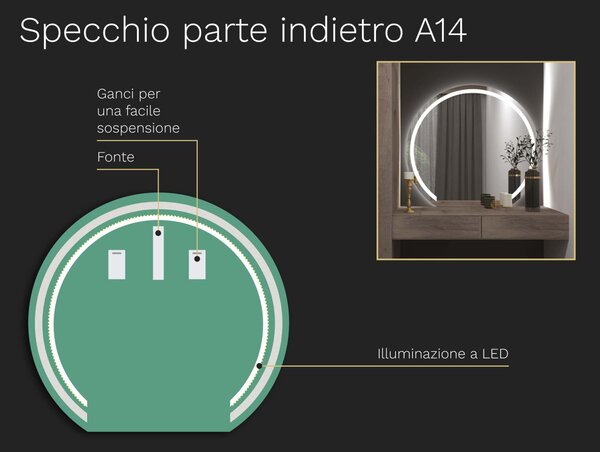 Specchio atipico con illuminazione a LED A14