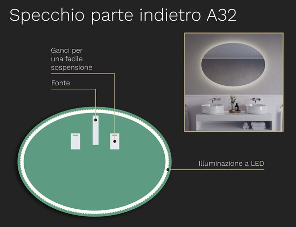 Specchio ovale con illuminazione a LED A32