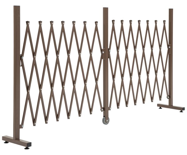 Outsunny Recinzione Estensibile Autoportante in Acciaio e Alluminio, Larghezza 52-405 cm, Marrone scuro