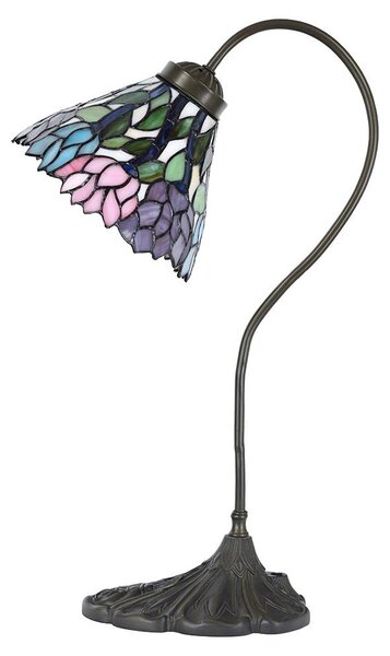 Lampada da tavolo Clayre & Eef, stile Tiffany, diametro 20 cm, altezza 51 cm, attacco E14, max 1x40W, colore viola, materiale: metallo