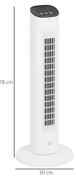 HOMCOM Ventilatore a Colonna con Telecomando e 3 Velocità, Timer 15 Ore, Oscillazione e Modalità Notte, Bianco|Aosom