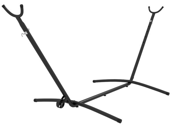 Outsunny Supporto per Amaca da 330 cm max con 6 Fori e Rotelle, in Metallo, 290x120x115 cm, Nero|Aosom