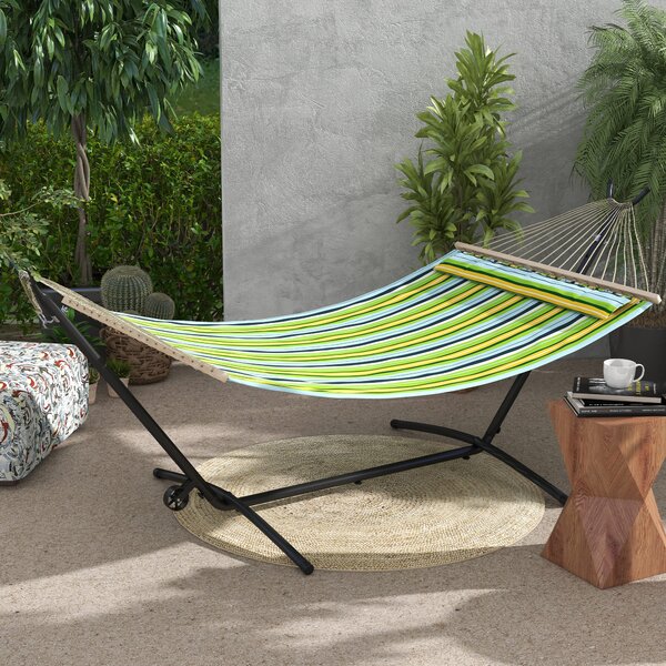 Outsunny Supporto per Amaca da 330 cm max con 6 Fori e Rotelle, in Metallo, 290x120x115 cm, Nero|Aosom