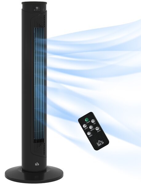 HOMCOM Ventilatore a Torre 45W a 4 Modalità e 3 Velocità con Timer da 12h, in ABS, Ø31.5x93 cm, Nero|Aosom