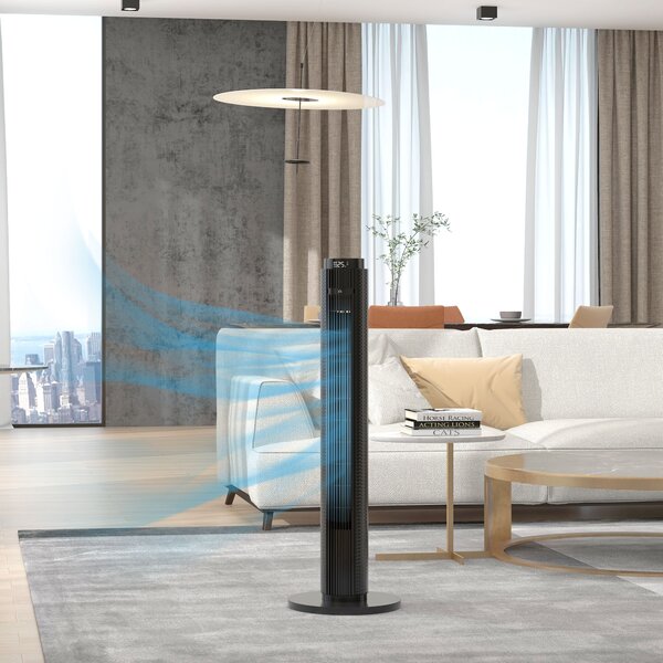 HOMCOM Ventilatore a Torre 45W a 4 Modalità e 3 Velocità con Timer da 12h, in ABS, Ø31.5x96 cm, Nero|Aosom