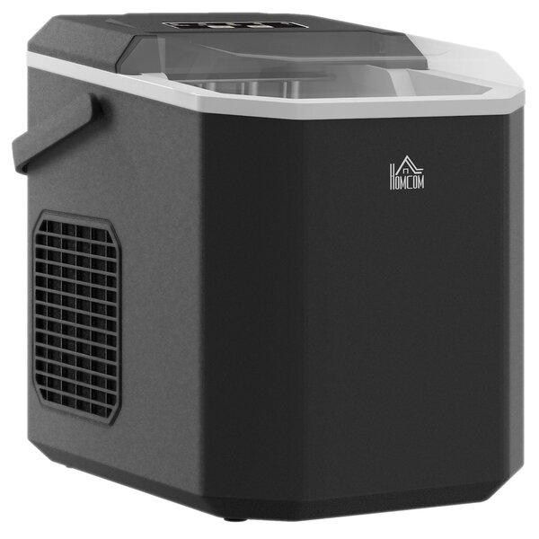 HOMCOM Macchina del Ghiaccio Autopulente da 9 Cubetti in 6-13 Minuti, in PP e Rame, 22.2x29.4x29 cm, Nera|Aosom