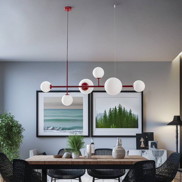 Lampada a sospensione in vetro Joel ALDEX, dimmerabile, Rosso, Soggiorno / Sala da pranzo, Metallo, Moderno, Lampada a sospensione