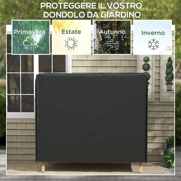 Outsunny Copertura per Dondolo da Giardino 3 Posti Impermeabile e Anti UV, Telo per Dondolo, 220x125x172 cm, Nero | Aosom Italy