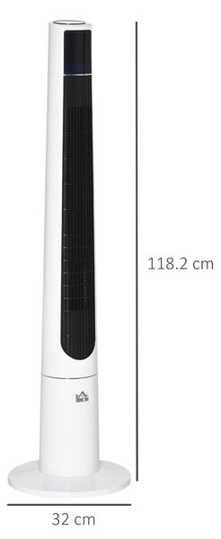 HOMCOM Ventilatore a Torre 50W a 3 Modalità e 3 Velocità con Timer da 12h, in ABS, Ø32x118.2 cm, Bianco|Aosom