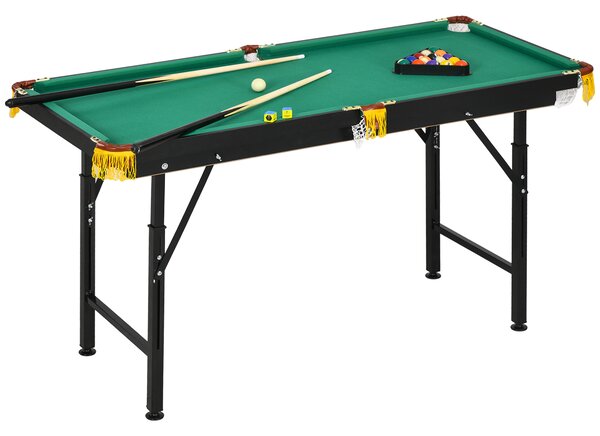 SPORTNOW Tavolo da Biliardo ad Altezza Regolabile con Accessori, in MDF e Acciaio, 140x60x55-75 cm, Verde|Aosom