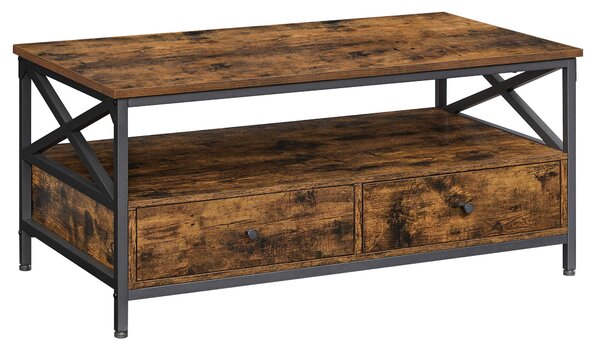 Tavolino 100X55X45 Cm Marrone rustico, Nero