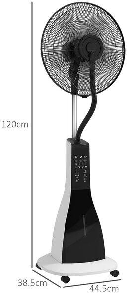 HOMCOM Ventilatore Nebulizzatore con Serbatoio 3L, 3 Modalità e 3 Velocità, 44.5x38.5x120 cm, Bianco e Nero|Aosom