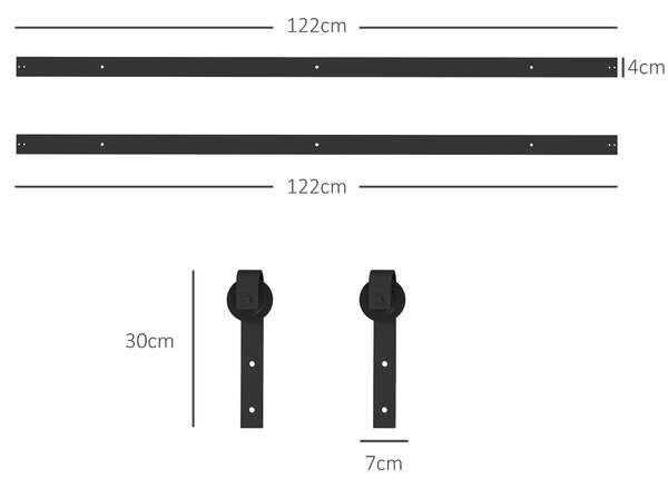 HOMCOM Kit Porta Scorrevole 90kg max Salvaspazio in Acciaio al Carbonio con Accessori 244x0.5x4 cm, Nero|Aosom