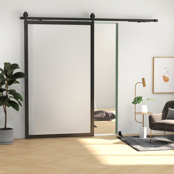 HOMCOM Kit Porta Scorrevole 90kg max Salvaspazio in Acciaio al Carbonio con Accessori 244x0.5x4 cm, Nero|Aosom
