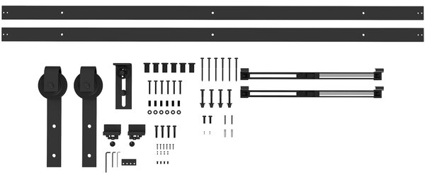 HOMCOM Kit Porta Scorrevole 90kg max Salvaspazio in Acciaio al Carbonio con Accessori 244x0.5x4 cm, Nero|Aosom