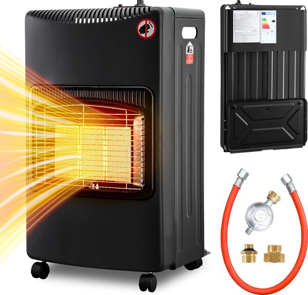 Stufa a gas Vigevee da 4,2 kW con riscaldamento a infrarossi, 3 livelli di potenza e 2 adattatori