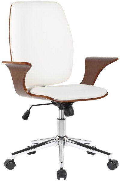Sedia da ufficio Burbank - ecopelle, legno noce - Bianco
