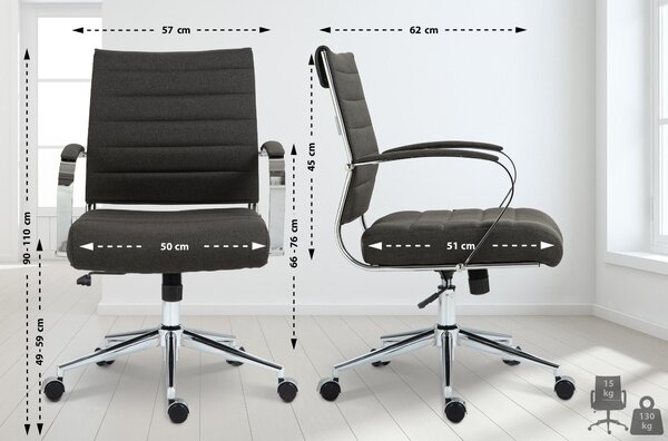 Sedia da ufficio Oakland - rivestita in tessuto - Grigio scuro