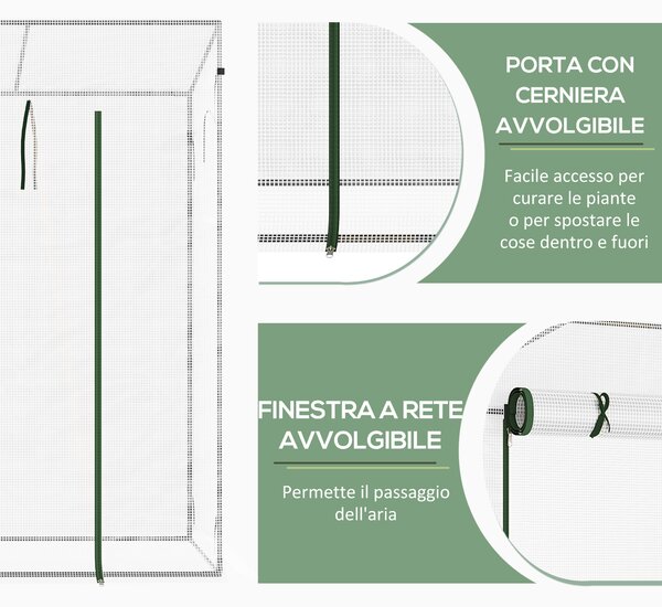 Outsunny Serra da Giardino con Porta Avvolgibile e Bordi Estesi, in Acciaio e PVC Impermeabile, 200x76x168 cm, Bianco | Aosom Italy