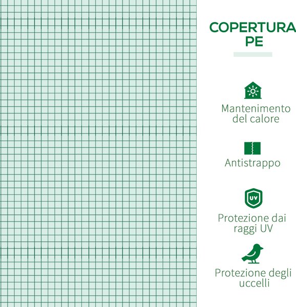 Outsunny Mini Serra per Orto da Giardino con 3 Finestre Avvolgibili in Acciaio e PE Impermeabile Anti-Raggi UV, 400x100x80cm, Verde | Aosom Italy