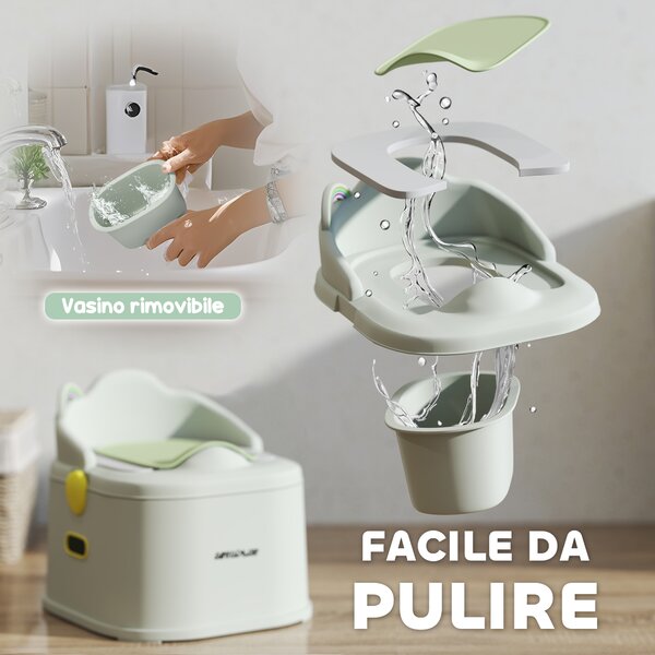 AIYAPLAY Vasino per Bambini 3 in 1 con Vaschetta Rimovibile e Imbottitura, Età 6 Mesi-6 Anni, Grigio