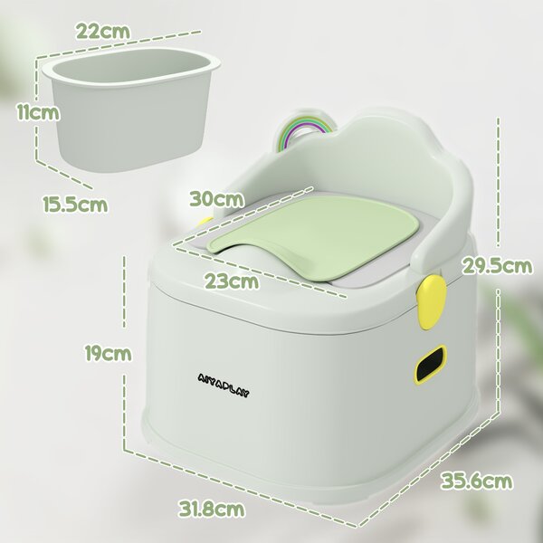AIYAPLAY Vasino per Bambini 3 in 1 con Vaschetta Rimovibile e Imbottitura, Età 6 Mesi-6 Anni, Grigio
