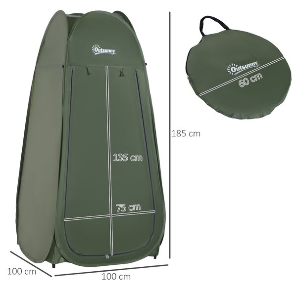 Outsunny Tenda da Doccia Pop Up Impermeabile in Poliestere e Plastica, 100x100x185 cm, Verde Militare