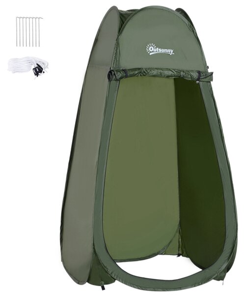 Outsunny Tenda da Doccia Pop Up Impermeabile in Poliestere e Plastica, 100x100x185 cm, Verde Militare