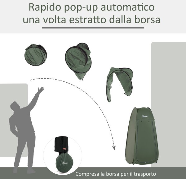Outsunny Tenda da Doccia Pop Up Impermeabile in Poliestere e Plastica, 100x100x185 cm, Verde Militare