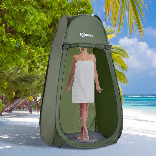Outsunny Tenda da Doccia Pop Up Impermeabile in Poliestere e Plastica, 100x100x185 cm, Verde Militare