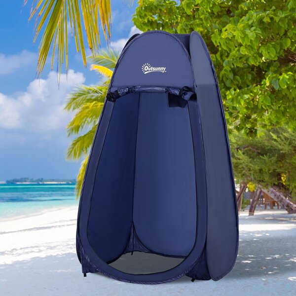 Outsunny Tenda da Doccia Pop Up Impermeabile in Poliestere e Plastica, 100x100x185 cm, Blu Navy