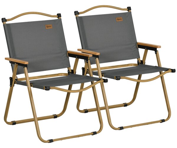 Outsunny Set 2 Sedie per Esterni Pieghevoli con Braccioli in Tessuto Oxford e Acciaio, Grigio