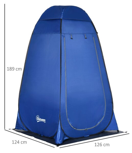 Outsunny Tenda Doccia da Campeggio e Spiaggia con Porta a Cerniera e Borsa di Trasporto, 126x124x189 cm, Blu Scuro