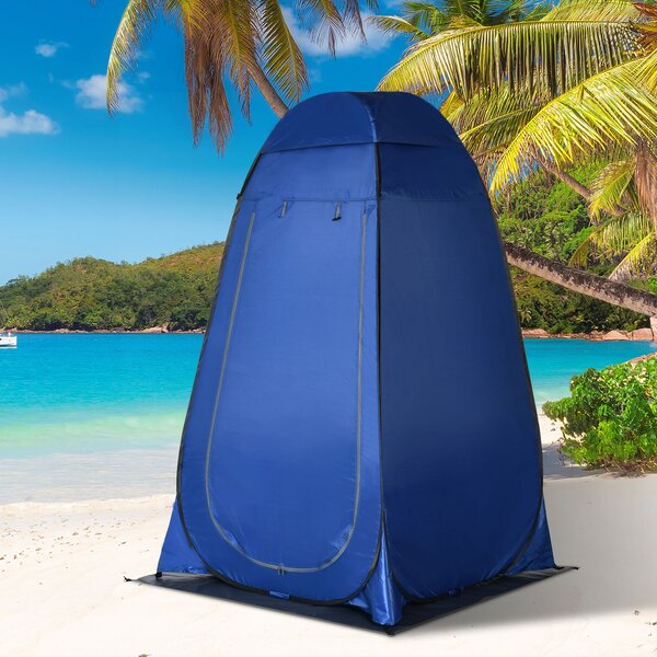 Outsunny Tenda Doccia da Campeggio e Spiaggia con Porta a Cerniera e Borsa di Trasporto, 126x124x189 cm, Blu Scuro
