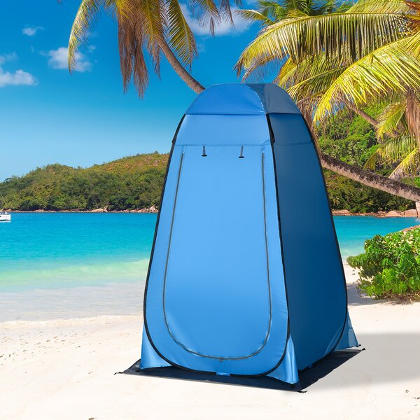Outsunny Tenda Doccia da Campeggio e Spiaggia con Porta a Cerniera e Borsa di Trasporto, 126x124x189 cm, Blu