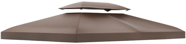 Outsunny Copertura per Gazebo da Giardino Tetto Sostitutivo Anti-UV Impermeabile in Poliestere 3x4m Marrone|Aosom