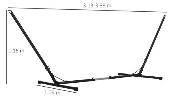 Outsunny Supporto Struttura Portante per Amaca Regolabile Capacità Max. 120Kg 308-380x108x120cm Nero|Aosom