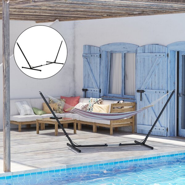 Outsunny Supporto Struttura Portante per Amaca Regolabile Capacità Max. 120Kg 308-380x108x120cm Nero|Aosom