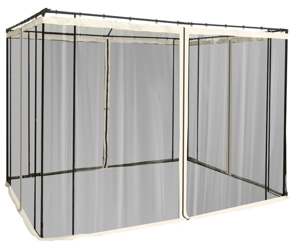 Outsunny Zanzariera per Gazebo 3x3m con Cerniere e Anelli, Pannelli da 302x207 cm, Nero e Beige | Aosom Italy