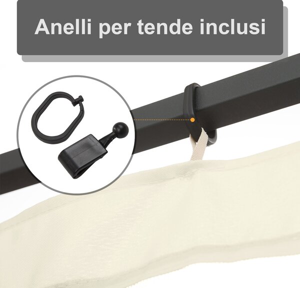 Outsunny Zanzariera per Gazebo 3x4m con Cerniere e Anelli, Pannelli da 352x207 cm, Nero e Beige | Aosom Italy